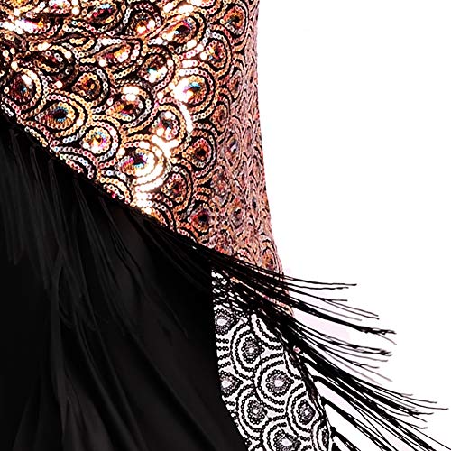 ROYAL SMEELA Bufanda de la cadera de la danza del vientre de las mujeres Borla Pavo real Bufandas de la cadera Falda cruzada de triángulo Disfraz de danza del vientre