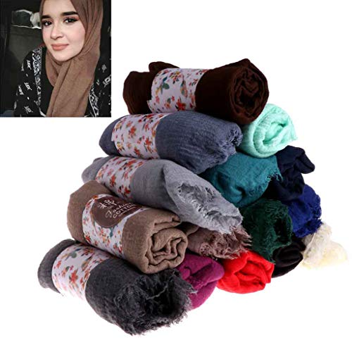 ruiruiNIE Mujeres Islam Maxi Crinkle Hijab Bufanda Bufanda Musulmana Larga Chal Robó Envoltura