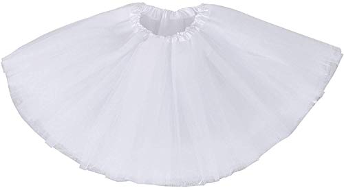 Ruiuzi Mini falda de tutú para mujer, 4 capas, para baile, disfraz, fiesta, Halloween, bailarina rockera Blanco Talla única