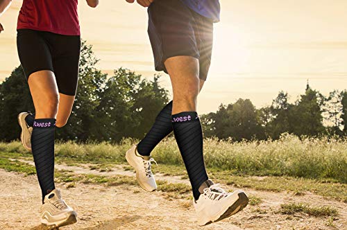 Rwest X Calcetines de compresión Medias de compresión para Hombres y Mujeres, Deporte, Trotar, Correr, Volar, Viajar, varicosas，Embarazo y médicos, Aumentar la circulación sanguínea, la regeneración