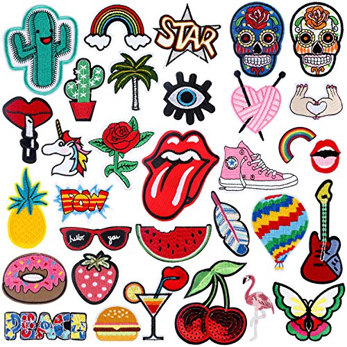 Rymall Patch Sticker 32 PC Patch Sticker, Cute DIY Ropa Parches para la Camiseta Jeans Ropa Bolsas