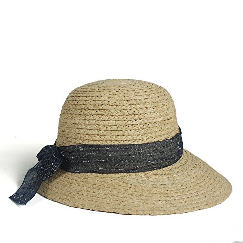 RZL Sombreros de Sol de Verano, para Las Mujeres protección UV Sombreros de Paja Arco Negro, 2018 Nuevo Verano Mujeres de Playa Ancha Sombrero de Paja Sun Cap Elegante