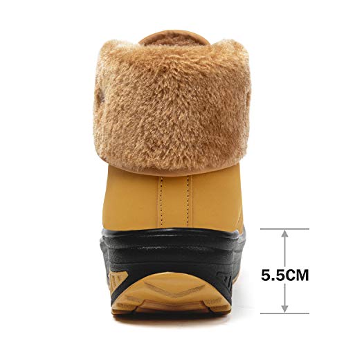 SAGUARO® Invierno Mujer Botas de Nieve Cuero Calientes Fur Botines Plataforma Bota Boots Ocasional Impermeable Anti Deslizante Zapatos, Amarillo 36