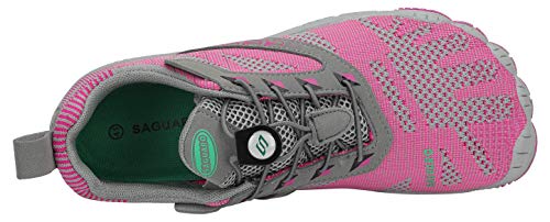 SAGUARO Mujer Barefoot Zapatillas de Trail Running Escarpines de Deportes Acuaticos Transpirable Calzado Minimalista para Fitness Entrenamiento Gimnasio, Rosa 40 EU