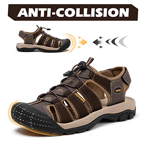 SAGUARO Sandalias Deportivas para Hombres Verano Cerradas Zapatos Antideslizante Sandalias de Playa Marrón 40 EU