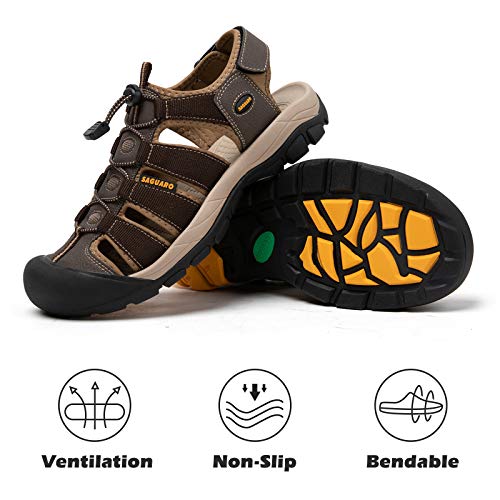 SAGUARO Sandalias Deportivas para Hombres Verano Cerradas Zapatos Antideslizante Sandalias de Playa Marrón 40 EU