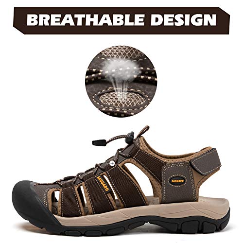 SAGUARO Sandalias Deportivas para Hombres Verano Cerradas Zapatos Antideslizante Sandalias de Playa Marrón 40 EU