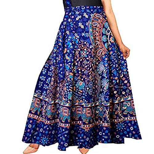 Sai Fashion Falda Boho Multicolor, Falda Cruzada, Falda Gitana India, Falda Maxi Bohemia Mandala Falda de algodón Hippie Falda Floral