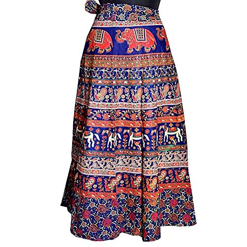 Sai Fashion Falda Boho Multicolor, Falda Cruzada, Falda Gitana India, Falda Maxi Bohemia Mandala Falda de algodón Hippie Falda Floral