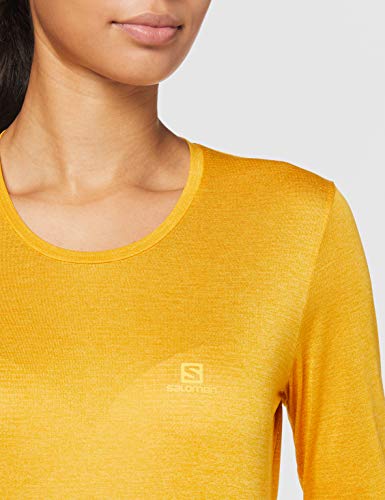 SALOMON Agile LS tee W Camiseta de Manga Larga, Mujer, Autumn Blaze/Citrus/Heather, s