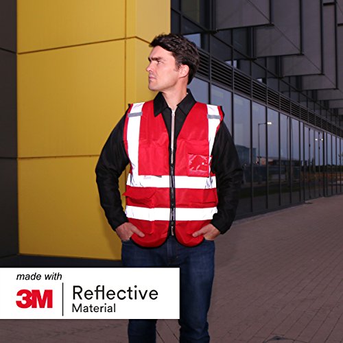 Salzmann 3M Chaleco de Trabajo Multibolsillos | Chaleco reflectante con cremallera | Hecho con cinta reflectante 3M