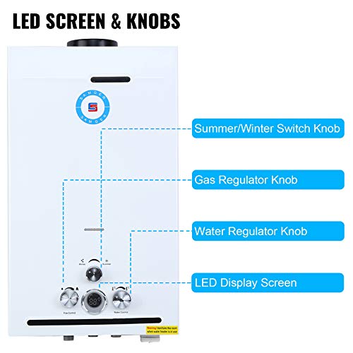 Samger 24KW 12L Calentadors de Agua Instantaneo Butano LPG Calentador de Gas sin Tanque Petróleo Licuado Quemador de Agua Caliente Hot Water Heater