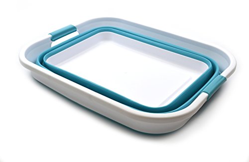 SAMMART Cesta de lavandería de plástico Plegable - Contenedor/Organizador Plegable de Almacenamiento portátil - Tina de Lavado portátil - Cesta/Cesta de Ahorro de Espacio (Azul Brillante)