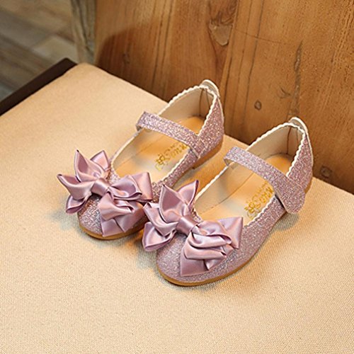 Sandalias de Vestir Niña K-youth® Zapatos Bebe Niña Verano Bowknot Scrub Zapatos de Cuero Zapatos Planos Zapatos de Princesa Chicas Zapatos de Baile Cumpleaños Fiesta (Tamaño (CN): 28, Púrpura)