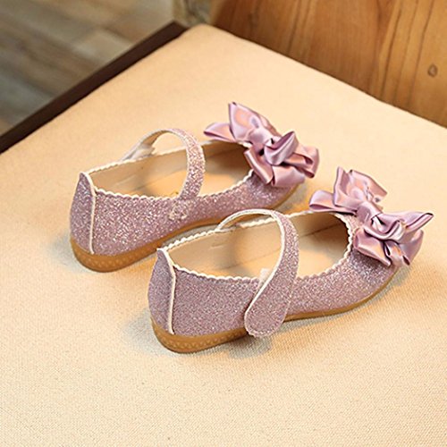 Sandalias de Vestir Niña K-youth® Zapatos Bebe Niña Verano Bowknot Scrub Zapatos de Cuero Zapatos Planos Zapatos de Princesa Chicas Zapatos de Baile Cumpleaños Fiesta (Tamaño (CN): 28, Púrpura)