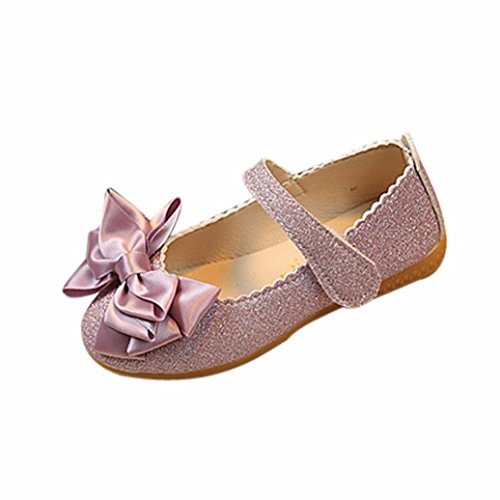 Sandalias de Vestir Niña K-youth® Zapatos Bebe Niña Verano Bowknot Scrub Zapatos de Cuero Zapatos Planos Zapatos de Princesa Chicas Zapatos de Baile Cumpleaños Fiesta (Tamaño (CN): 28, Púrpura)