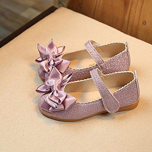 Sandalias de Vestir Niña K-youth® Zapatos Bebe Niña Verano Bowknot Scrub Zapatos de Cuero Zapatos Planos Zapatos de Princesa Chicas Zapatos de Baile Cumpleaños Fiesta (Tamaño (CN): 28, Púrpura)