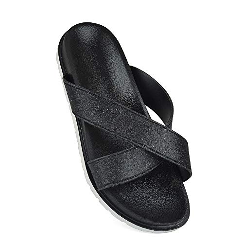 Sandrocks - Chanclas o Chancletas con Tiras Cruzadas para Mujer señora (41 EU) (Negro)