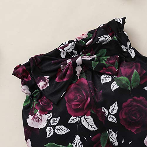 SANMIO Ropa Bebe Niña 3 Piezas Camiseta Manga Larga + Floral Pantalones + Venda de Pelo Trajes por 0-18 Meses
