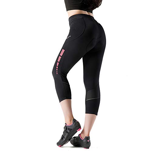 Santic Culote Bicicleta Mujer 3/4 Culotes Ciclismo Culote MTB Pantalon Ciclista Mujer con Badana Rosa EU XXL