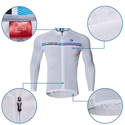 Santic Maillot Bicicleta Hombre Manga Larga MTB Maillot Ciclismo Hombre Otoño/Invierno White EU L