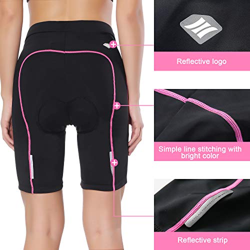 Santic Pantalon Ciclismo Mujer Corto Pantalones Bicicleta Mujer Montaña/MTB para Verano con la Badana/Almohadilla Rosa EU M