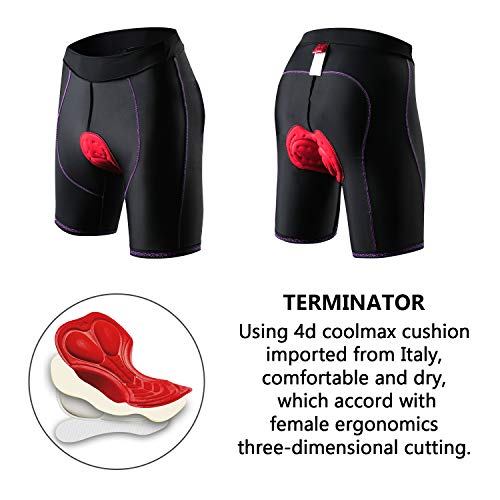 Santic Pantalon Ciclismo Mujer Corto Pantalones Bicicleta Mujer Montaña/MTB para Verano con la Badana/Almohadilla Violado EU L