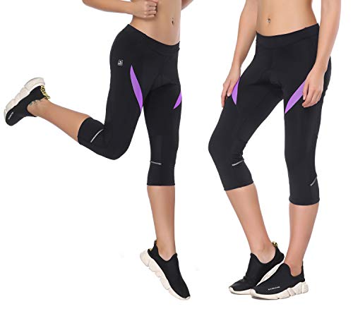 Santic Pantalones Cortos Ciclismo Mujer con Badana 3/4 Pantalon Bicicleta Mujer con Badana/Protecciones Violado EU L