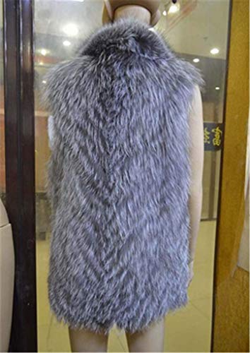 Saoirse Chaleco cálido de invierno para mujer, de piel de zorro, color plateado plata X-Small