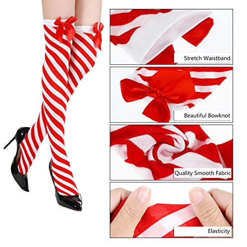 SATINIOR 3 Pares de Medias a Rayas Navideñas Calcetines hasta Rodilla para Niñas de Muslo Disfraz (Style Set 3)
