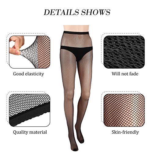 SATINIOR 5 Pares de Medias de Rejilla Cruzada Medias de Red Pantimedias de Malla para Mujeres (Negro)