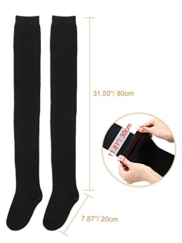 SATINIOR Calcetines Altos de Muslo Medias Extra Largas Medias de Botas Largas para Chicas Mujeres (Negro, 3)