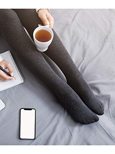 SATINIOR Calcetines Extra Largos Calcetines de Algodón hasta el Muslo Medias de Arranque Extra Largas para Mujeres (Negro, Gris Oscuro, Gris Claro, Rojo Vino, 4)