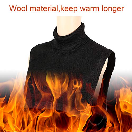 SATINIOR Cuello Simulacro Cuello de Tortuga Dickey Cuello Falso de Punto de Lana Cuello de Tortuga Desmontable Negro
