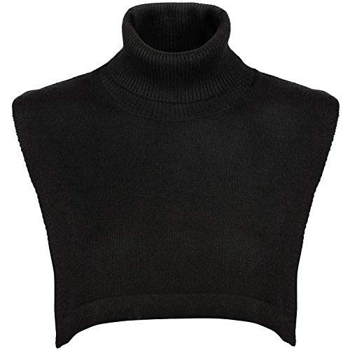 SATINIOR Cuello Simulacro Cuello de Tortuga Dickey Cuello Falso de Punto de Lana Cuello de Tortuga Desmontable Negro