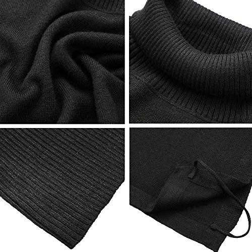 SATINIOR Cuello Simulacro Cuello de Tortuga Dickey Cuello Falso de Punto de Lana Cuello de Tortuga Desmontable Negro