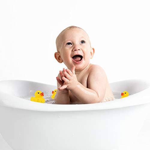 SAVITA 50 Piezas Pato De Goma Juguete De Baño para Niños Flotador y Chirrido Mini Patos Amarillos Juguetes De Bañera para Ducha / Cumpleaños / Suministros para Fiestas