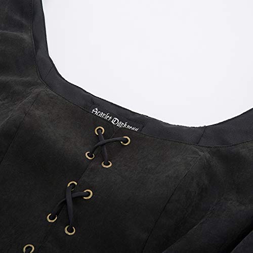 SCARLET DARKNESS Chaleco Vintage de Fiesta Slim Fit con Cordones para Mujer SL15Negro