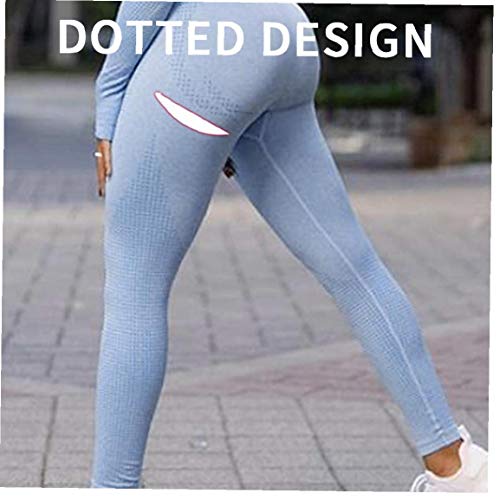 Schnuger 2pcs de Las Mujeres Ropa de Yoga Suit Trajes Femenino de la Gimnasia Deportiva sin Fisuras chándal Sujetador Polainas Azul L