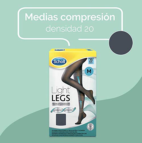 Scholl Medias de Compresión Ligera Mujer Light Legs 20DEN, Color Negro, L