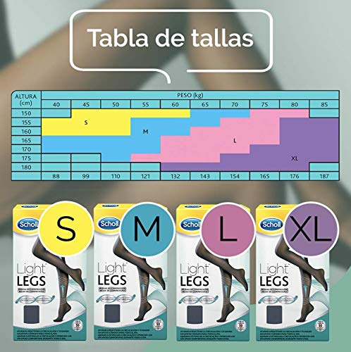 Scholl Medias de Compresión Ligera Mujer Light Legs 20DEN, Color Negro, L