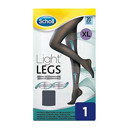 Scholl Medias de Compresión Ligera Mujer Light Legs 20DEN, Color Negro, XL