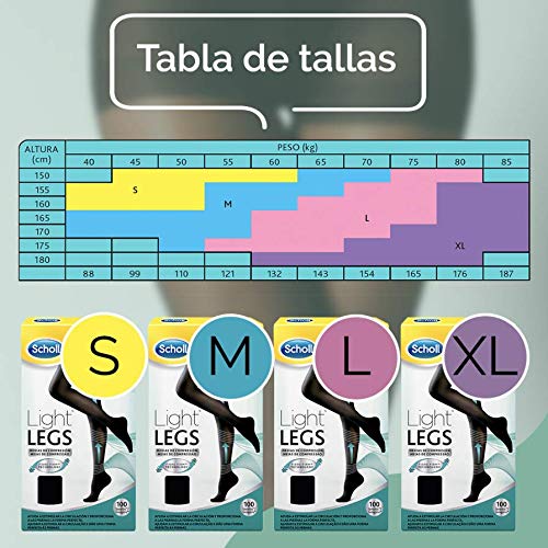 Scholl Medias de Compresión Ligera Mujer Light Legs 60DEN, Color Negro, XL