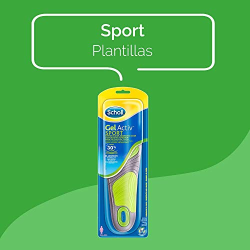 Scholl Plantillas Gel Activ Sport para mujer, para zapatillas deportivas, mayor amortiguación y absorción del olor y sudor, talla 35.5 - 40.5, 1 par (2 plantillas) (3032212)