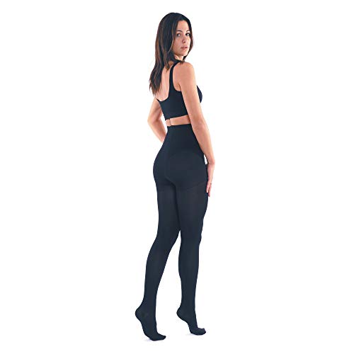 Scudotex 140 Denier - Medias de Compresion en Malla a Red de Microfibra Opaca, Color Azul, Talla 4