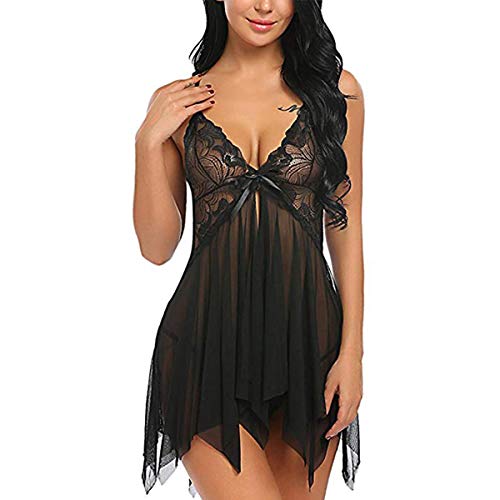 SEDEX Lencería Mujer Erótica Ropa Interior Camisón Babydoll Halter Cordón Transparente Lencería de Encaje Tentación