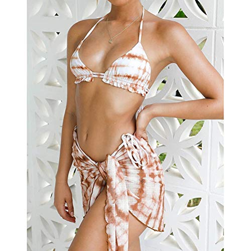 SEDEX Traje De Baño Mujer 3 Piezas Conjuntos de Bikinis Push Up Bañadores Cintura Baja Tanga Falda Ajustable de Playa Cubierta de Bikini Adecuado Viajes Playa La Natacion