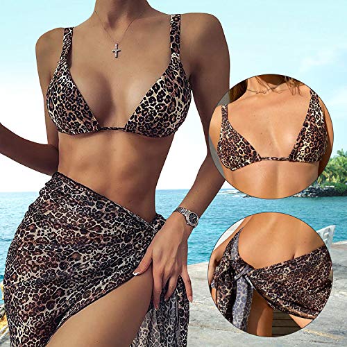 SEDEX Traje De Baño Mujer 3 Piezas Conjuntos de Bikinis Push Up Bañadores Cintura Baja Tanga Falda Ajustable de Playa Cubierta de Bikini Adecuado Viajes Playa La Natacion