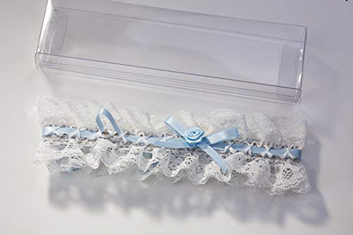 SEDKA Liga de Novia de Encaje Azul con Decoración Floral, hecha a Mano