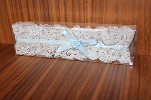 SEDKA Liga de Novia de Encaje Azul con Decoración Floral, hecha a Mano